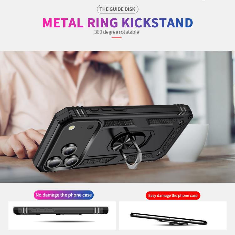 For iPhone 17 Pro Max Shockproof TPU Hybrid PC Phone Case with Holder(Black) - free shipping - PMc TechLife - Order now!