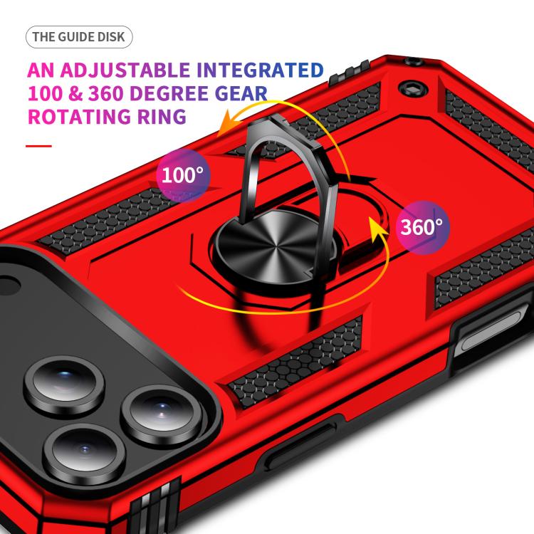 For iPhone 17 Pro Max Shockproof TPU Hybrid PC Phone Case with Holder(Red) - free shipping - PMc TechLife - Order now!