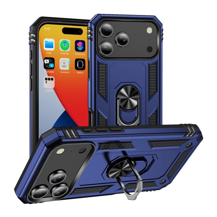 For iPhone 17 Pro Max Shockproof TPU Hybrid PC Phone Case with Holder(Blue) - free shipping - PMc TechLife - Order now!