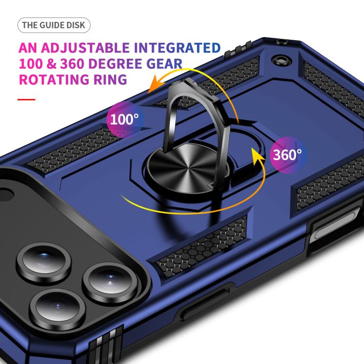 For iPhone 17 Pro Max Shockproof TPU Hybrid PC Phone Case with Holder(Blue) - free shipping - PMc TechLife - Order now!