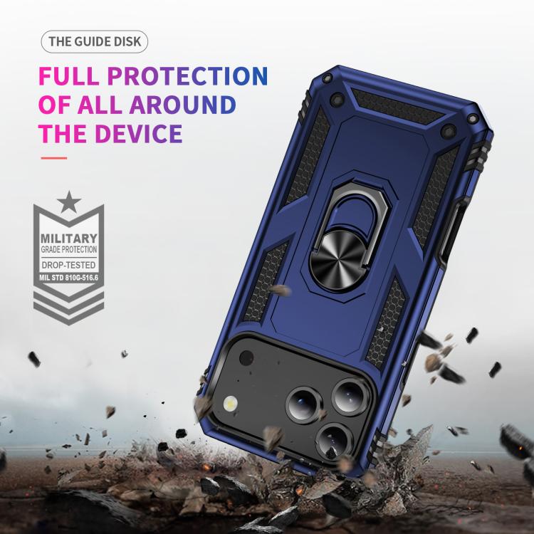 For iPhone 17 Pro Max Shockproof TPU Hybrid PC Phone Case with Holder(Blue) - free shipping - PMc TechLife - Order now!