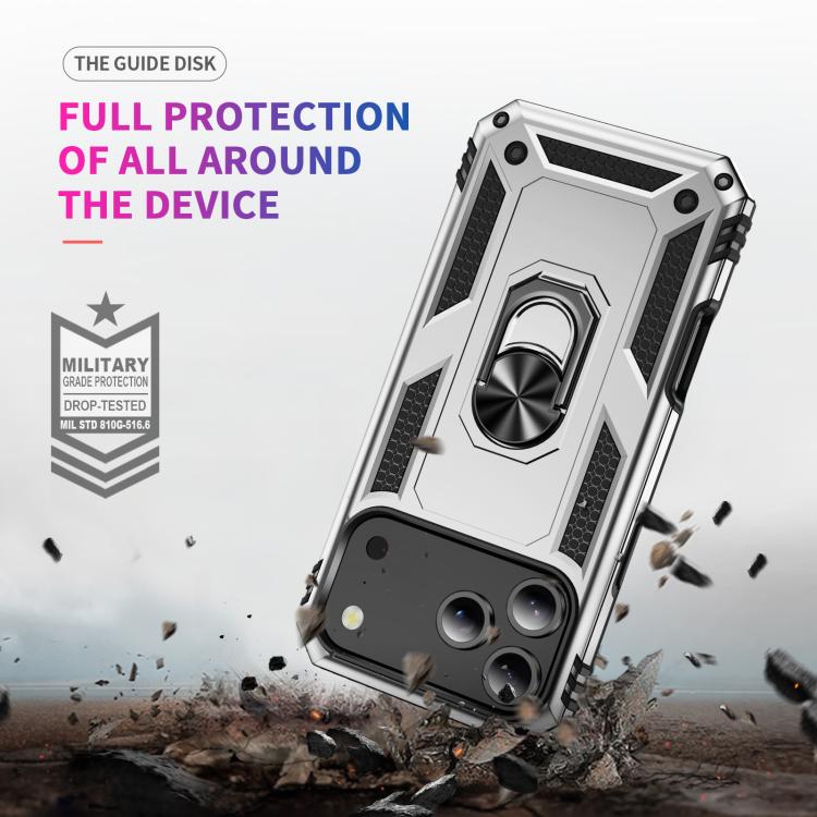 For iPhone 17 Pro Max Shockproof TPU Hybrid PC Phone Case with Holder(Silver) - free shipping - PMc TechLife - Order now!
