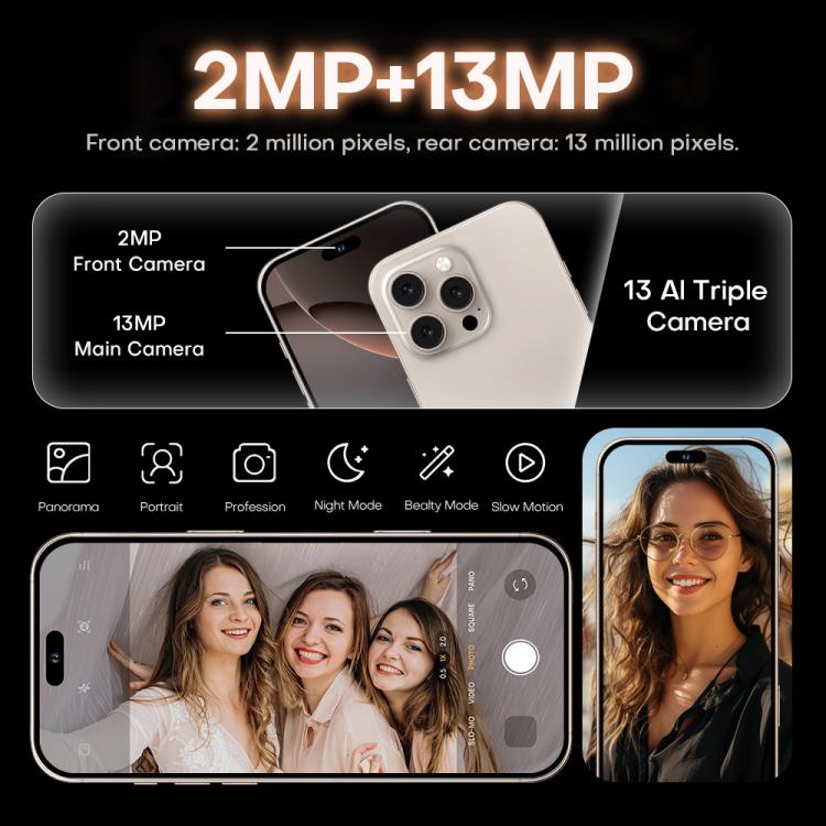 I16 Pro Max / PDQ6, 4GB+64GB, 6.58 inch Android 10 MTK6739 Quad Core, Network: 4G, Dual SIM, Plug:EU Plug(White) - free shipping - PMc TechLife - Order now!