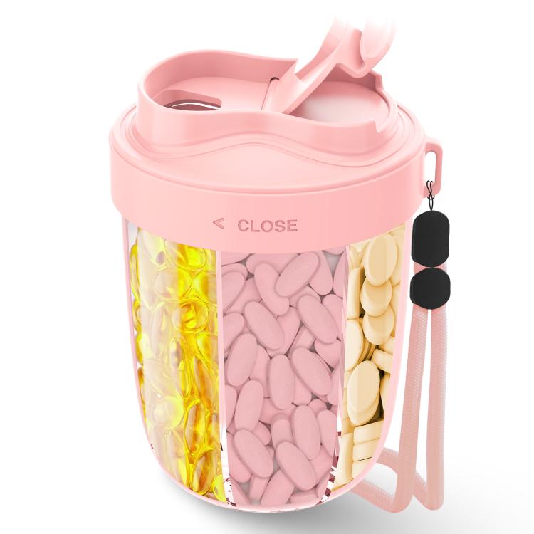 Portable Compartment Sealed Medicine Organizer Large Pill Storage Cup(Pink) - free shipping - PMC TechLife - Order now!