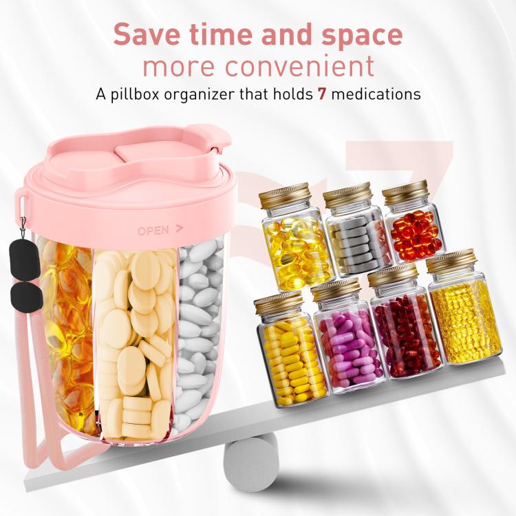 Portable Compartment Sealed Medicine Organizer Large Pill Storage Cup(Pink) - free shipping - PMC TechLife - Order now!