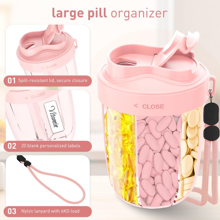 Portable Compartment Sealed Medicine Organizer Large Pill Storage Cup(Pink) - free shipping - PMC TechLife - Order now!