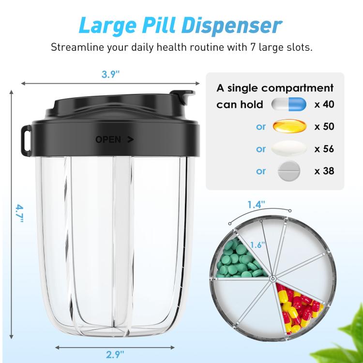 Portable Compartment Sealed Medicine Organizer Large Pill Storage Cup(Black) - free shipping - PMC TechLife - Order now!
