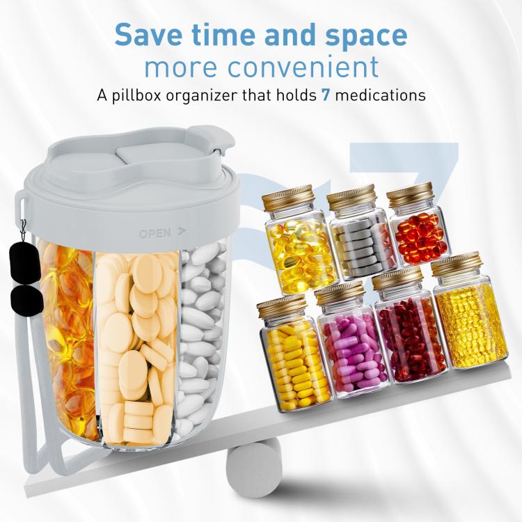 Portable Compartment Sealed Medicine Organizer Large Pill Storage Cup(Grey) - free shipping - PMC TechLife - Order now!