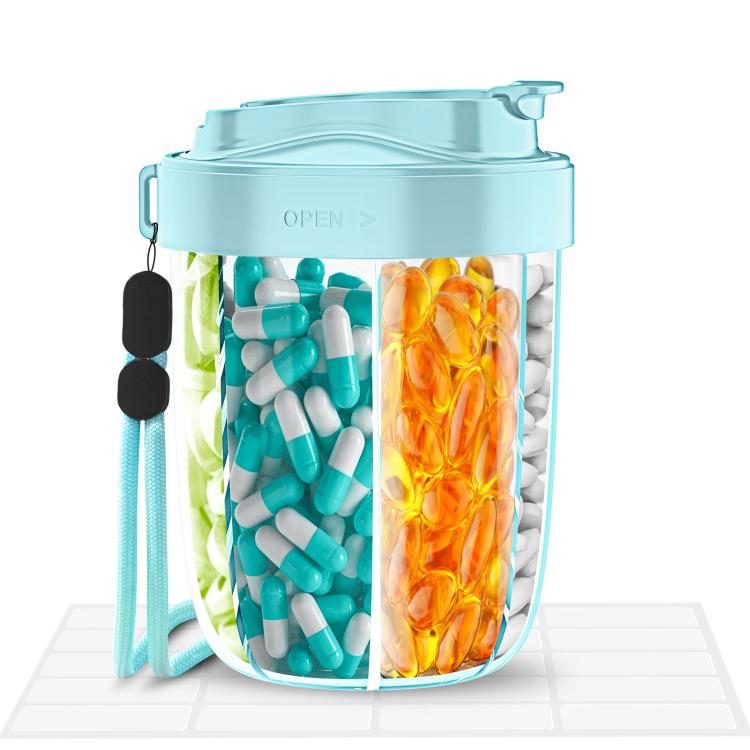 Portable Compartment Sealed Medicine Organizer Large Pill Storage Cup(Blue) - free shipping - PMC TechLife - Order now!