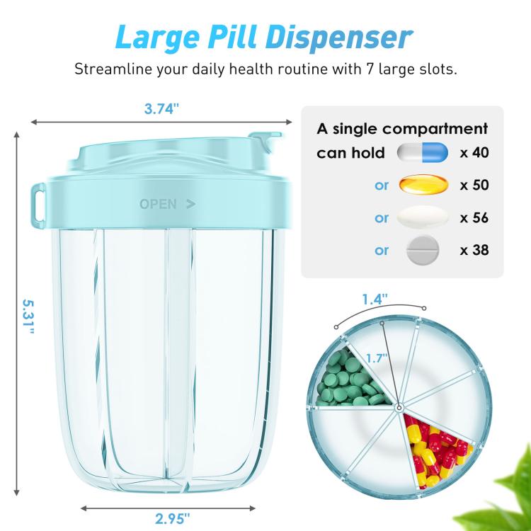 Portable Compartment Sealed Medicine Organizer Large Pill Storage Cup(Blue) - free shipping - PMC TechLife - Order now!