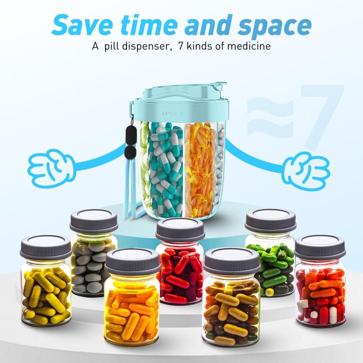 Portable Compartment Sealed Medicine Organizer Large Pill Storage Cup(Blue) - free shipping - PMC TechLife - Order now!