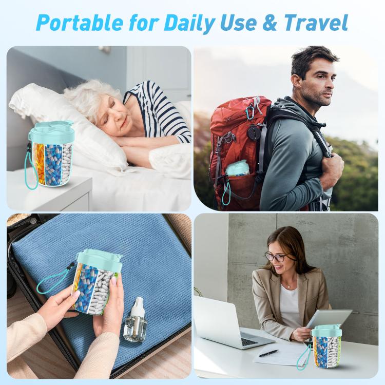 Portable Compartment Sealed Medicine Organizer Large Pill Storage Cup(Blue) - free shipping - PMC TechLife - Order now!
