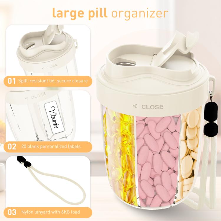 Portable Compartment Sealed Medicine Organizer Large Pill Storage Cup(Beige) - free shipping - PMC TechLife - Order now!