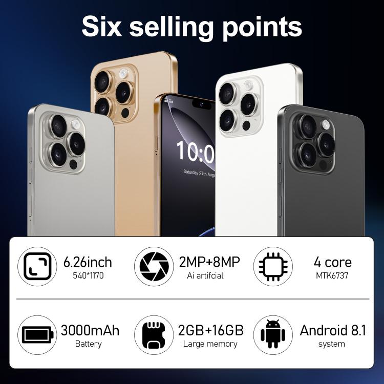 I16 Pro Max / ZPT93, 2GB+16GB, 6.26 inch Android 8.1 MTK6737 Quad Core, Network: 4G, Dual SIM, Plug:UK Plug(White) - free shipping - PMc TechLife - Order now!