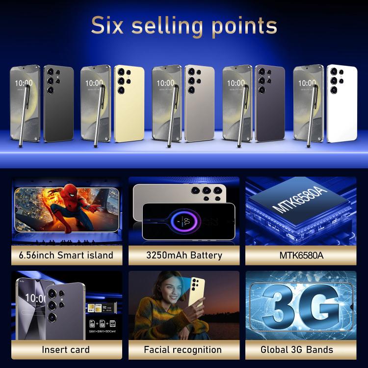 S24 Ultra / ZKU213, 2GB+16GB, 6.56 inch Android 8.1 MTK6580A Quad Core, Network: 3G, Dual SIM, Plug:US Plug(Black) - free shipping - PMc TechLife - Order now!