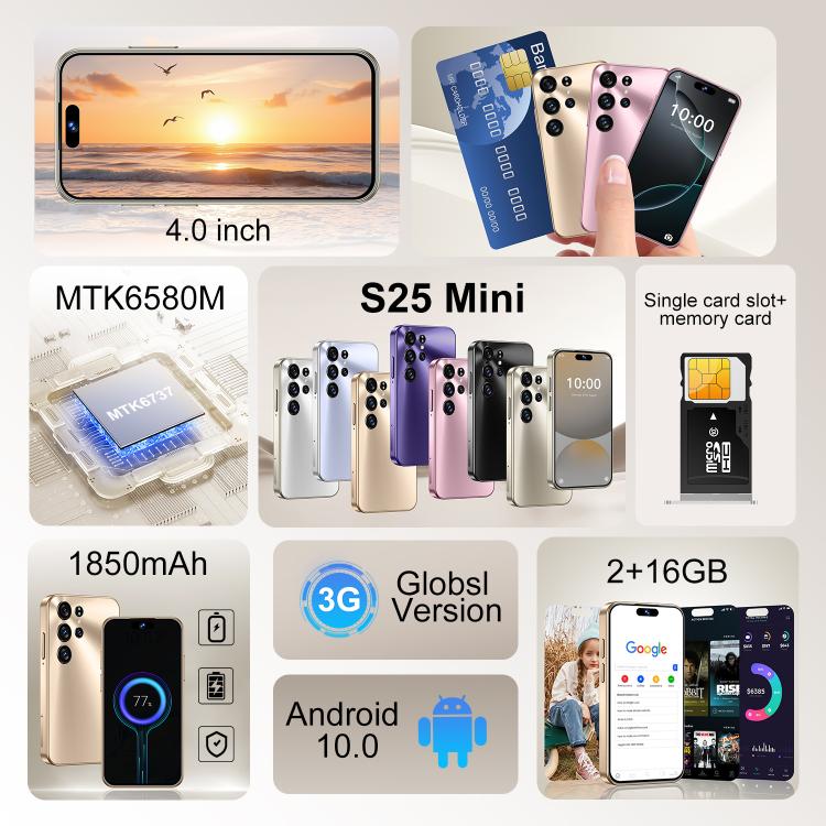 S25 Mini / ZKM10, 2GB+16GB, 4.0 inch Android 10 MTK6580M Quad Core, Network: 3G, Dual SIM(Silver) - free shipping - PMc TechLife - Order now!