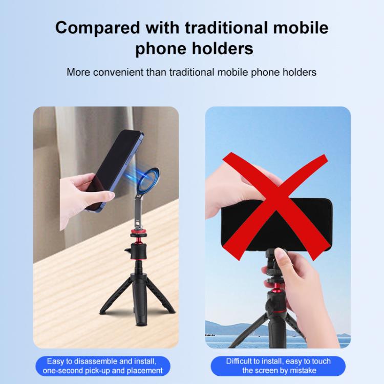 Flymile Magnetic Phone Tripod Mount MagSafe Adapter Phone Holder, Style:Folding Akka Cold Shoe Mount - free shipping - PMC TechLife - Order now!