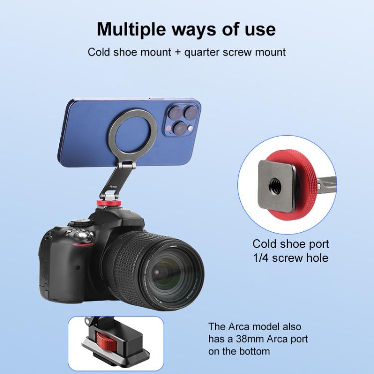 Flymile Magnetic Phone Tripod Mount MagSafe Adapter Phone Holder, Style:Folding Akka Cold Shoe Mount - free shipping - PMC TechLife - Order now!
