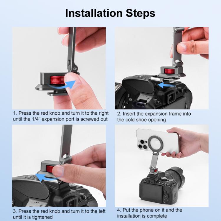 Flymile Magnetic Phone Tripod Mount MagSafe Adapter Phone Holder, Style:Folding Cold Shoe Mount - free shipping - PMC TechLife - Order now!