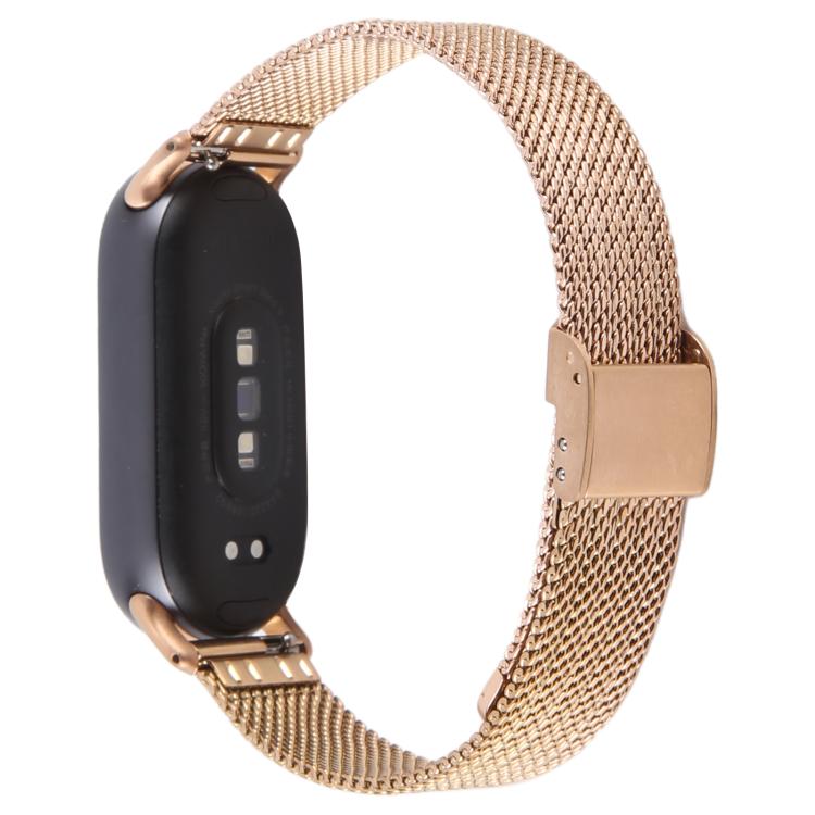 For Xiaomi Smart Band 9 / 8 Integrated Buckle Embossed Milanese Metal Watch Band(Rose Gold) - free shipping - PMC TechLife - Order now!