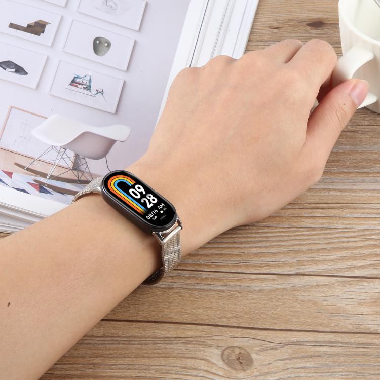 For Xiaomi Smart Band 9 / 8 Integrated Buckle Embossed Milanese Metal Watch Band(Rose Gold) - free shipping - PMC TechLife - Order now!