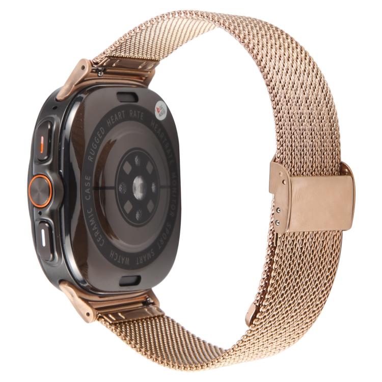 For Samsung Galaxy Watch Ultra 47mm Integrated Buckle Embossed Milanese Metal Watch Band(Rose Gold) - free shipping - PMC TechLife - Order now!