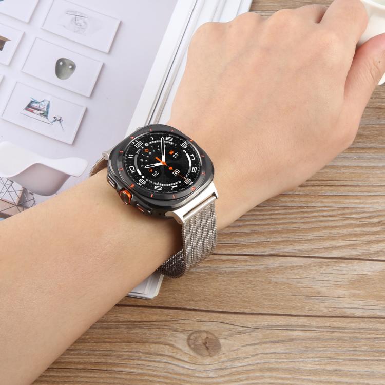 For Samsung Galaxy Watch Ultra 47mm Integrated Buckle Embossed Milanese Metal Watch Band(Rose Gold) - free shipping - PMC TechLife - Order now!