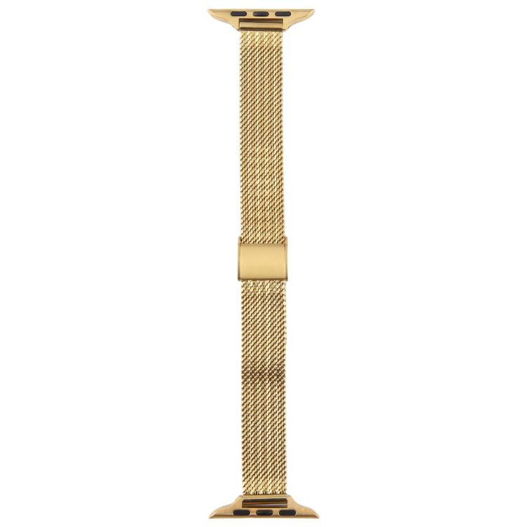 For Apple Watch 46mm / 49mm / 45mm / 44mm Integrated Buckle Embossed Slim Milanese Metal Watch Band(Gold) - free shipping - PMC TechLife - Order now!