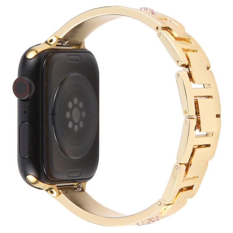 For Apple Watch 46mm / 49mm / 45mm / 44mm Diamond Quick Release Chain Bracelet Metal Watch Band(Gold) - free shipping - PMC TechLife - Order now!