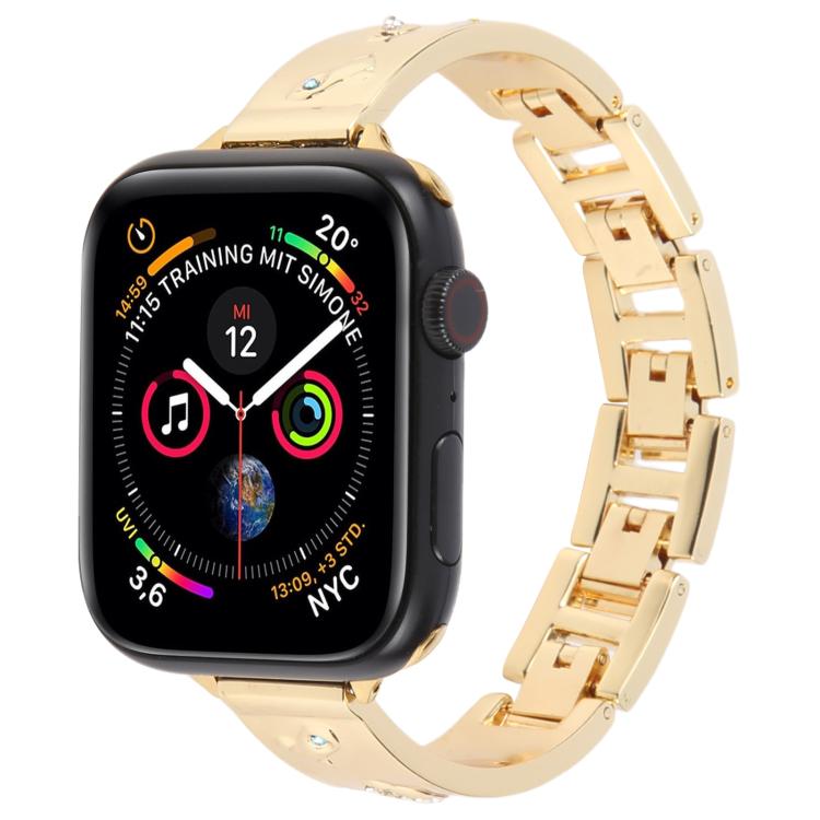 For Apple Watch 42mm / 41mm / 40mm / 38mm Diamond Quick Release Chain Bracelet Metal Watch Band(Gold) - free shipping - PMC TechLife - Order now!