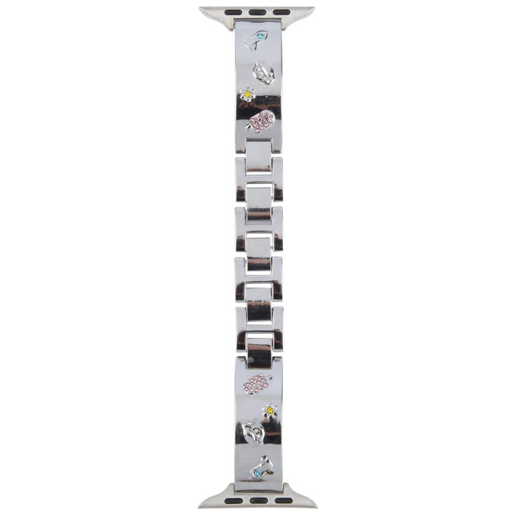 For Apple Watch 42mm / 41mm / 40mm / 38mm Diamond Quick Release Chain Bracelet Metal Watch Band(Silver) - free shipping - PMC TechLife - Order now!