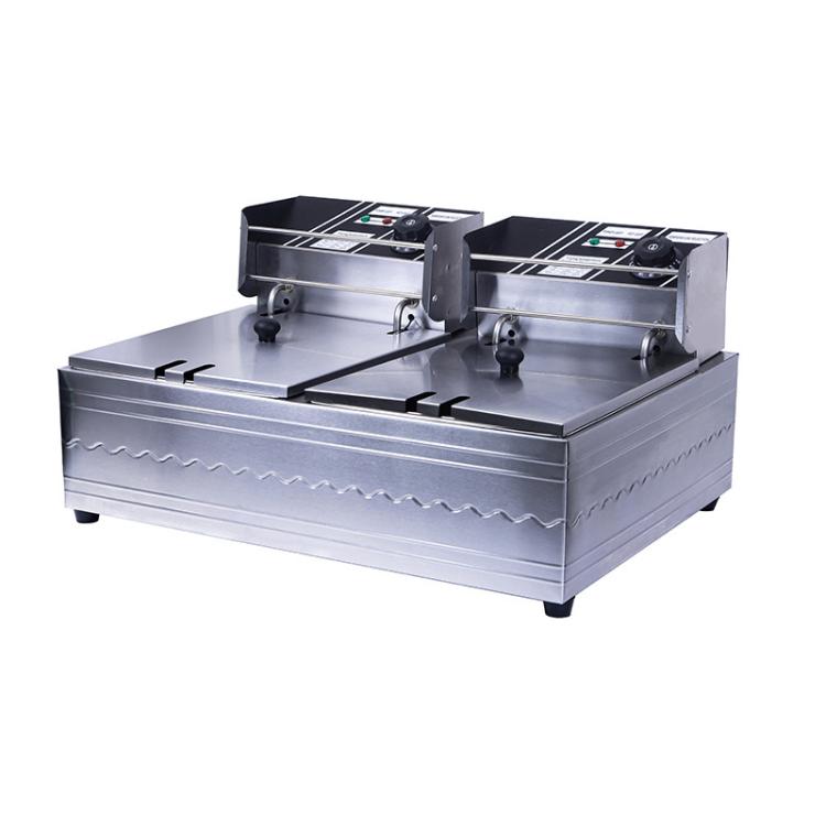 Multifunctional Commercial Stainless Steel Thick Electric Fryer Electric Boiler, Dual Cylinder 12L(UK Plug) - free shipping - PMC TechLife - Order now!