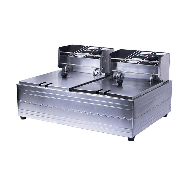 Multifunctional Commercial Stainless Steel Thick Electric Fryer Electric Boiler, Dual Cylinder 12L+Temperature Limiter(US Plug) - free shipping - PMC TechLife - Order now!