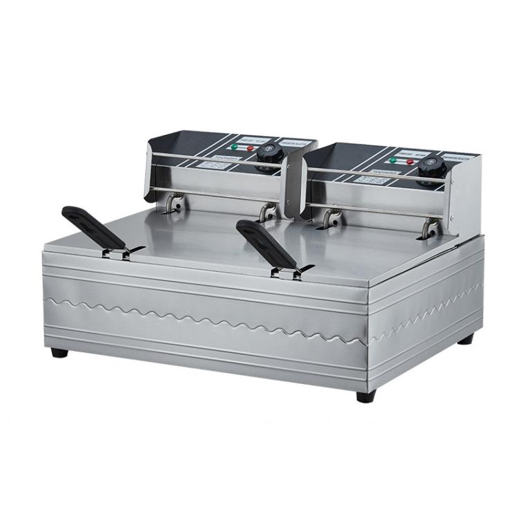Multifunctional Commercial Stainless Steel Thick Electric Fryer Electric Boiler, Single Cylinder Dual-head 12L+Temperature Limiter(EU Plug) - free shipping - PMC TechLife - Order now!