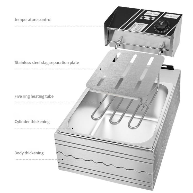 Multifunctional Commercial Stainless Steel Thick Electric Fryer Electric Boiler, Dual Cylinder 12L+Temperature Limiter(UK Plug) - free shipping - PMC TechLife - Order now!