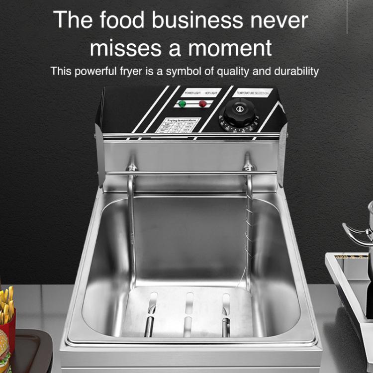Multifunctional Commercial Stainless Steel Thick Electric Fryer Electric Boiler, Single Cylinder Dual-head 12L+Temperature Limiter(UK Plug) - free shipping - PMC TechLife - Order now!
