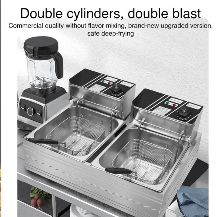 Multifunctional Commercial Stainless Steel Thick Electric Fryer Electric Boiler, Single Cylinder Dual-head 12L(US Plug) - free shipping - PMC TechLife - Order now!