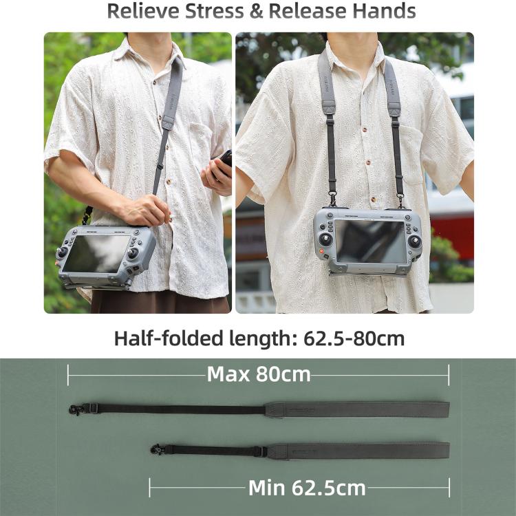 For DJI RC Plus 2 / 1 Sunnylife Controller Hanger Bracket with PU Leather Strap Shoulder Belt(Grey) - free shipping - PMC TechLife - Order now!