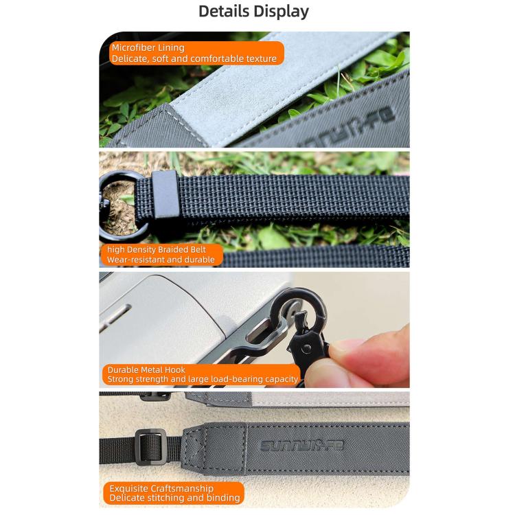 For DJI RC Plus 2 / 1 Sunnylife Controller Hanger Bracket with PU Leather Strap Shoulder Belt(Grey) - free shipping - PMC TechLife - Order now!