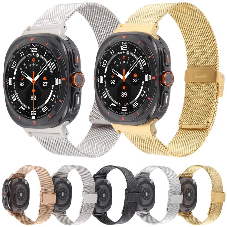 For Samsung Galaxy Watch Ultra 47mm / Ultra 2025 Milanese Integrated Buckle Metal Watch Band(Gold) - free shipping - PMC TechLife - Order now!