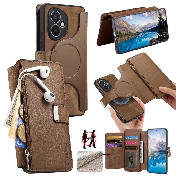 For Honor 400 Global 156.5mm CaseNeo MagSafe RFID Anti-theft Zipper Wallet Retro Leather Phone Case(Brown) - free shipping - PMC TechLife - Order now!