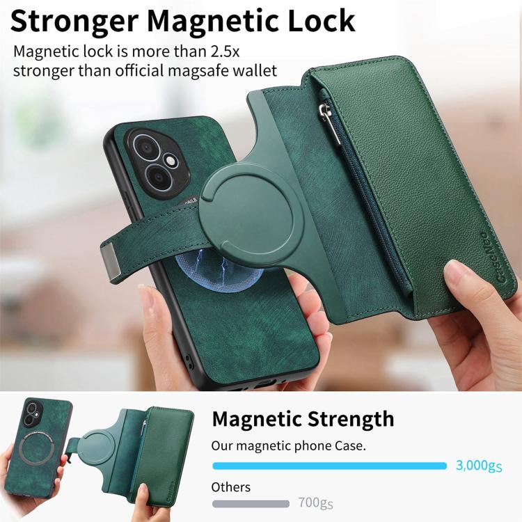 For Honor 400 Global 156.5mm CaseNeo MagSafe RFID Anti-theft Zipper Wallet Retro Leather Phone Case(Green) - free shipping - PMC TechLife - Order now!