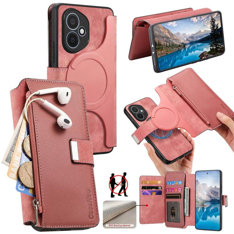For Honor 400 Global 156.5mm CaseNeo MagSafe RFID Anti-theft Zipper Wallet Retro Leather Phone Case(Pink) - free shipping - PMC TechLife - Order now!
