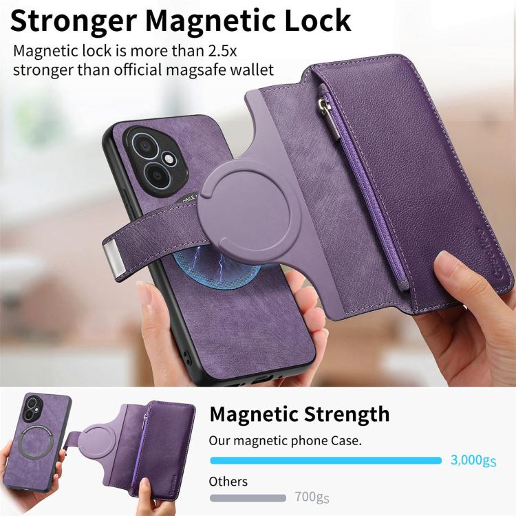 For Honor 400 Global 156.5mm CaseNeo MagSafe RFID Anti-theft Zipper Wallet Retro Leather Phone Case(Purple) - free shipping - PMC TechLife - Order now!