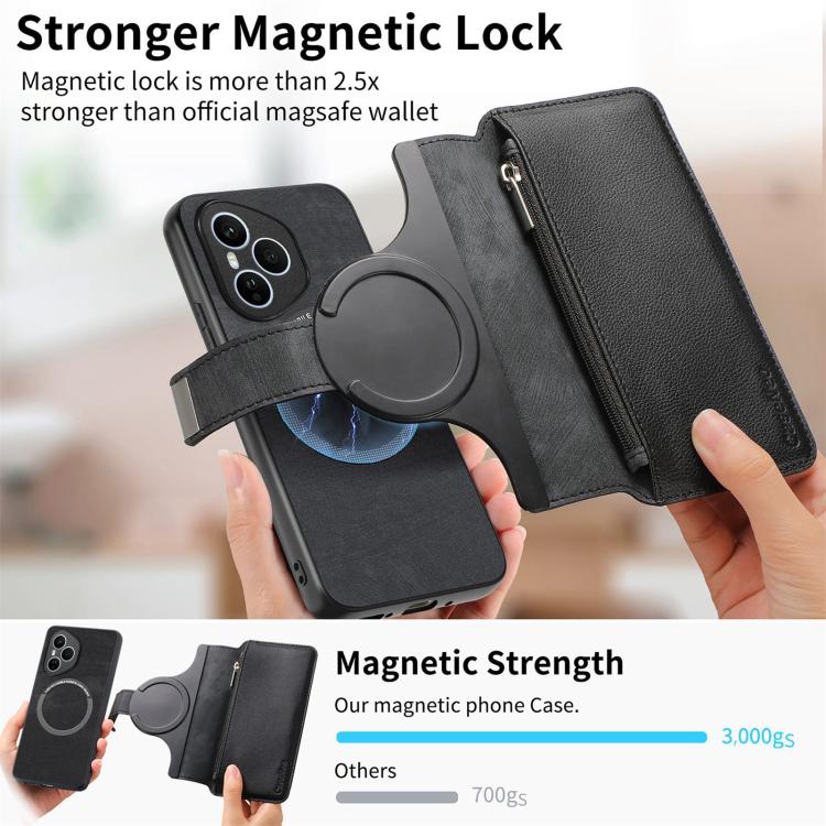 For Honor 400 Pro Global 160.8mm CaseNeo MagSafe RFID Anti-theft Zipper Wallet Retro Leather Phone Case(Black) - free shipping - PMC TechLife - Order now!