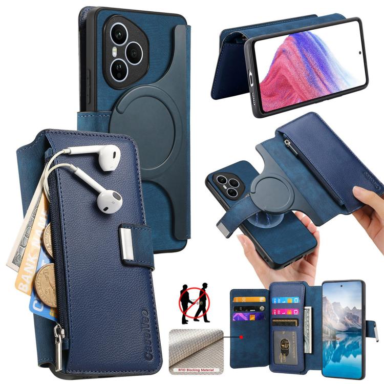 For Honor 400 Pro Global 160.8mm CaseNeo MagSafe RFID Anti-theft Zipper Wallet Retro Leather Phone Case(Blue) - free shipping - PMC TechLife - Order now!