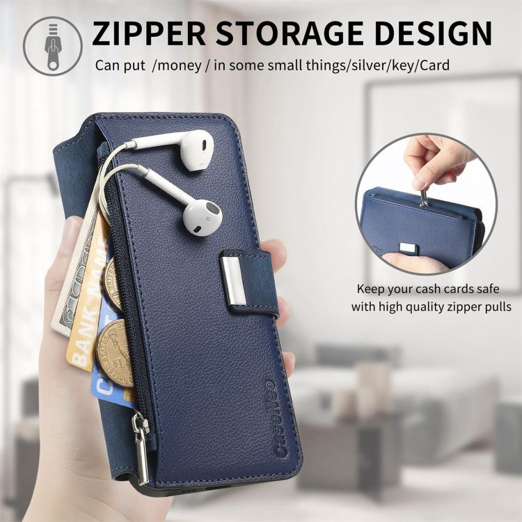 For Honor 400 Pro Global 160.8mm CaseNeo MagSafe RFID Anti-theft Zipper Wallet Retro Leather Phone Case(Blue) - free shipping - PMC TechLife - Order now!