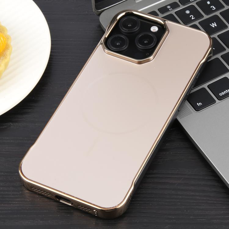 For iPhone 16 Pro Electroplating Frameless Frosted Anti-Glare PC MagSafe Phone Case(Desert Gold) - free shipping - PMC TechLife - Order now!