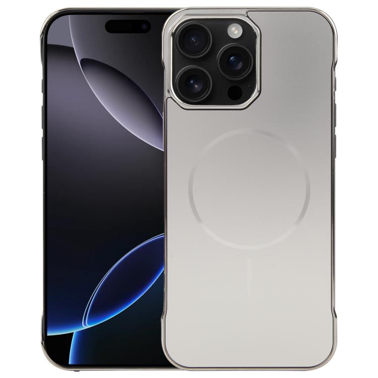For iPhone 16 Pro Electroplating Frameless Frosted Anti-Glare PC MagSafe Phone Case(Titanium Gray) - free shipping - PMC TechLife - Order now!