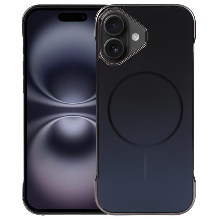 For iPhone 16 Plus Electroplating Frameless Frosted Anti-Glare PC MagSafe Phone Case(Black) - free shipping - PMC TechLife - Order now!